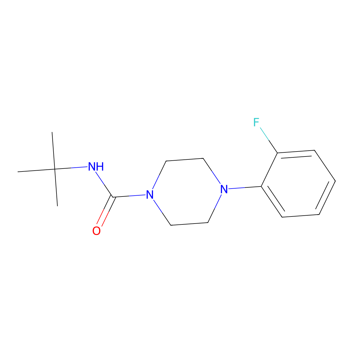 N-tert-butyl-4-(2-fluorophenyl)piperazine-1-carboxamide molecular structure, CAS 1022116-38-6