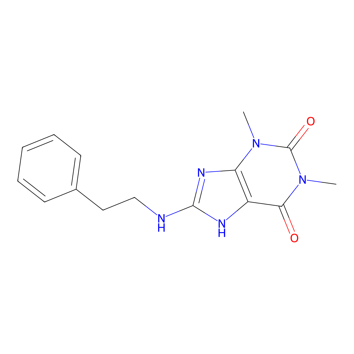 1,3-dimethyl-8-(phenethylamino)-1H-purine-2,6(3H,7H)-dione molecular structure, CAS 102212-40-8