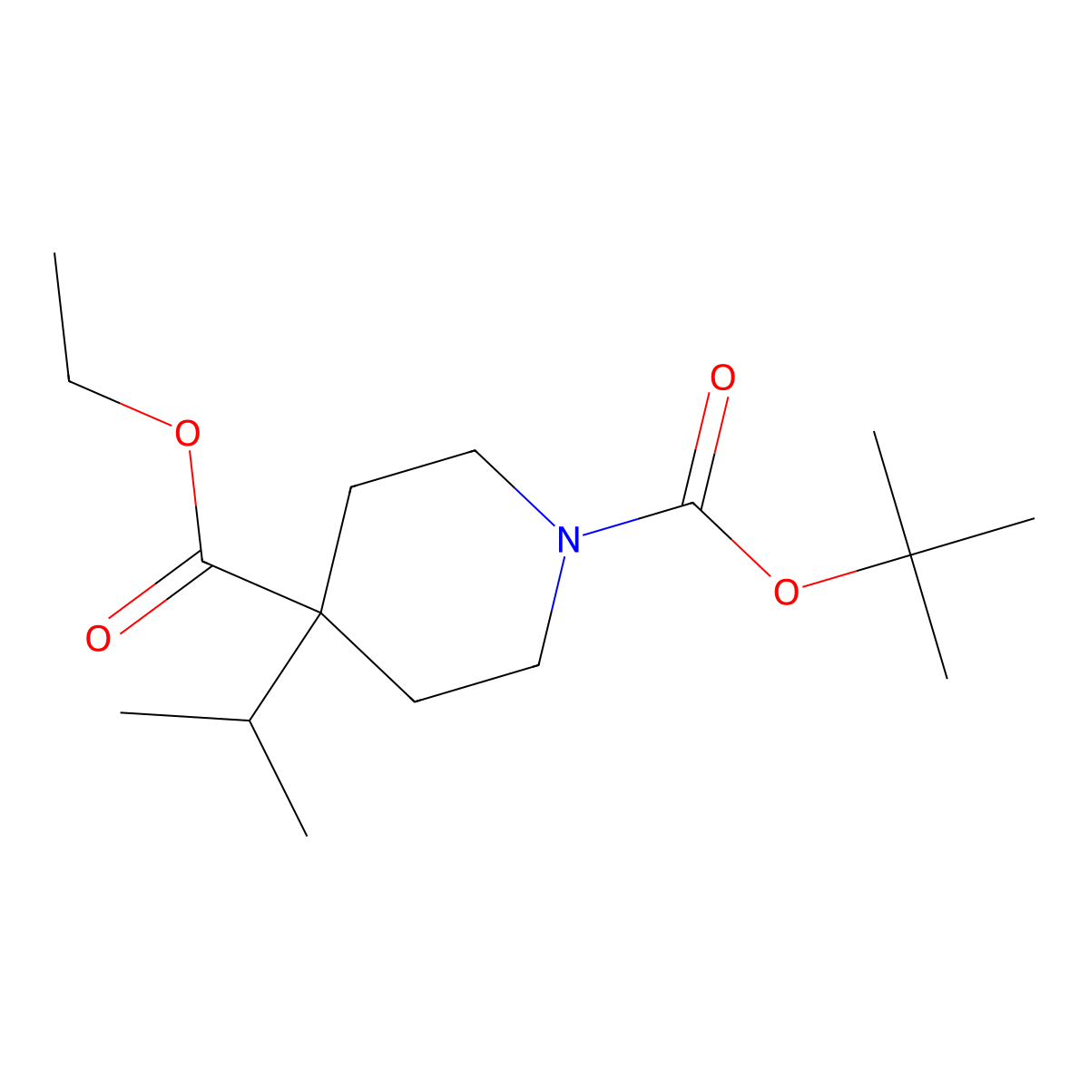 Ethyl 1-Boc-4-isopropyl-4-piperidinecarboxylate molecular structure, CAS 1022128-75-1