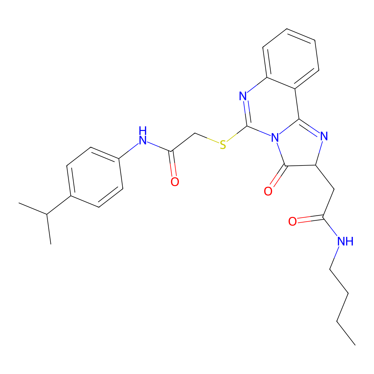 N-butyl-2-(5-((2-((4-isopropylphenyl)amino)-2-oxoethyl)thio)-3-oxo-2,3-dihydroimidazo[1,2-c]quinazolin-2-yl)acetamide molecular structure, CAS 1022129-50-5