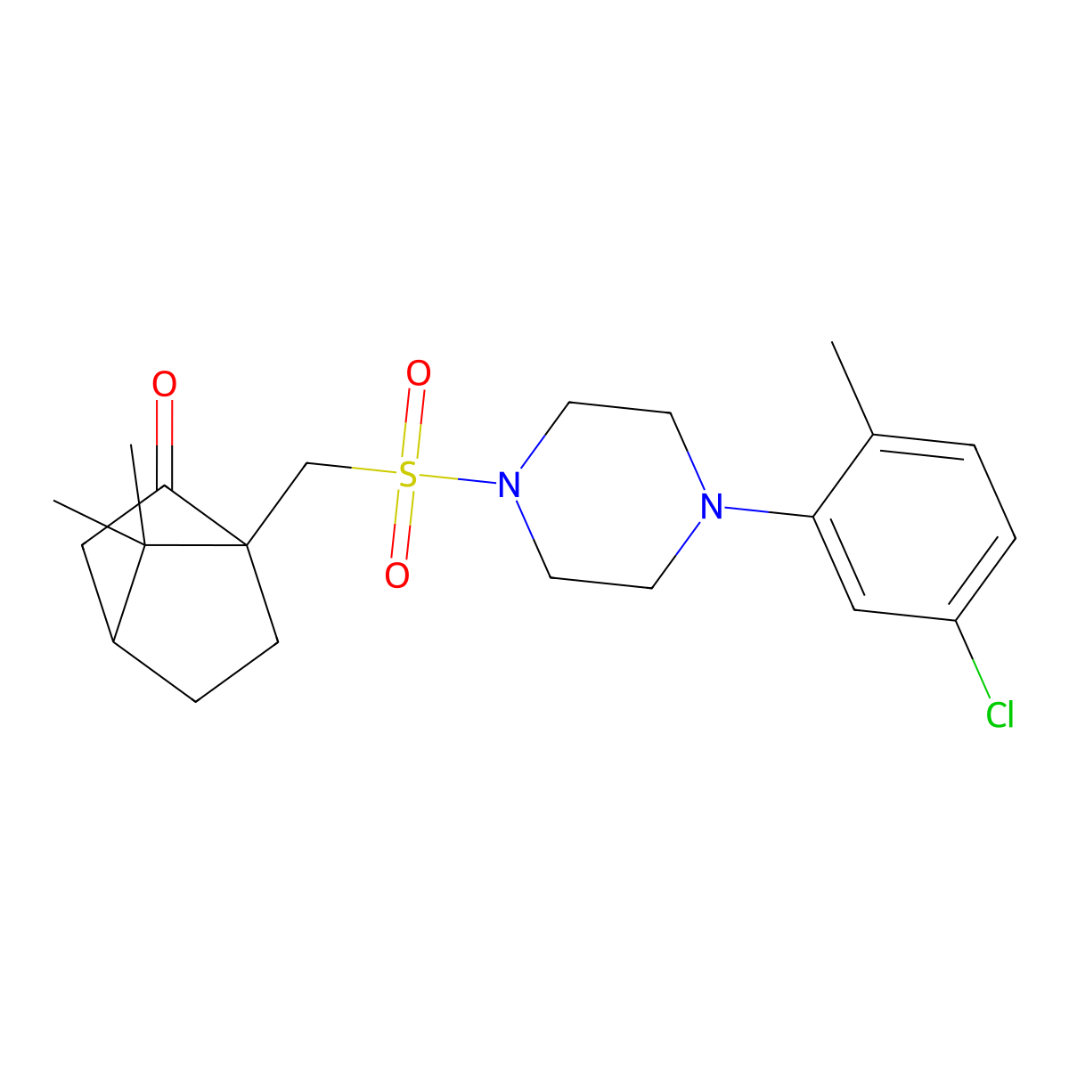 1-(((4-(5-Chloro-2-methylphenyl)piperazinyl)sulfonyl)methyl)-7,7-dimethylbicyclo[2.2.1]heptan-2-one molecular structure, CAS 1022130-08-0