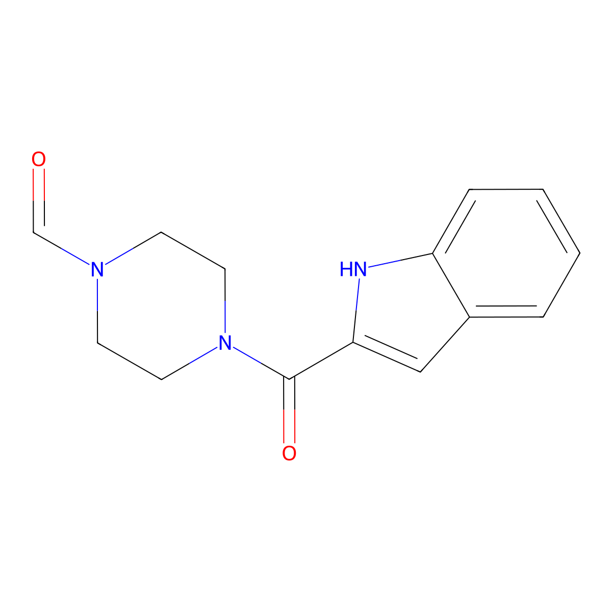 4-(1H-indole-2-carbonyl)piperazine-1-carbaldehyde molecular structure, CAS 1022130-34-2