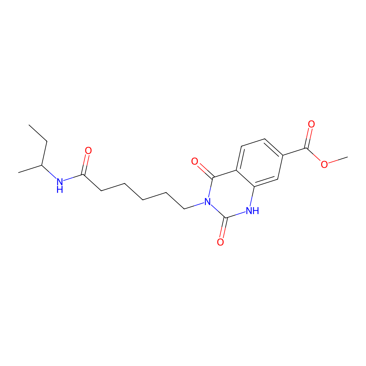 methyl 3-[6-(butan-2-ylamino)-6-oxohexyl]-2,4-dioxo-1H-quinazoline-7-carboxylate molecular structure, CAS 1022137-82-1