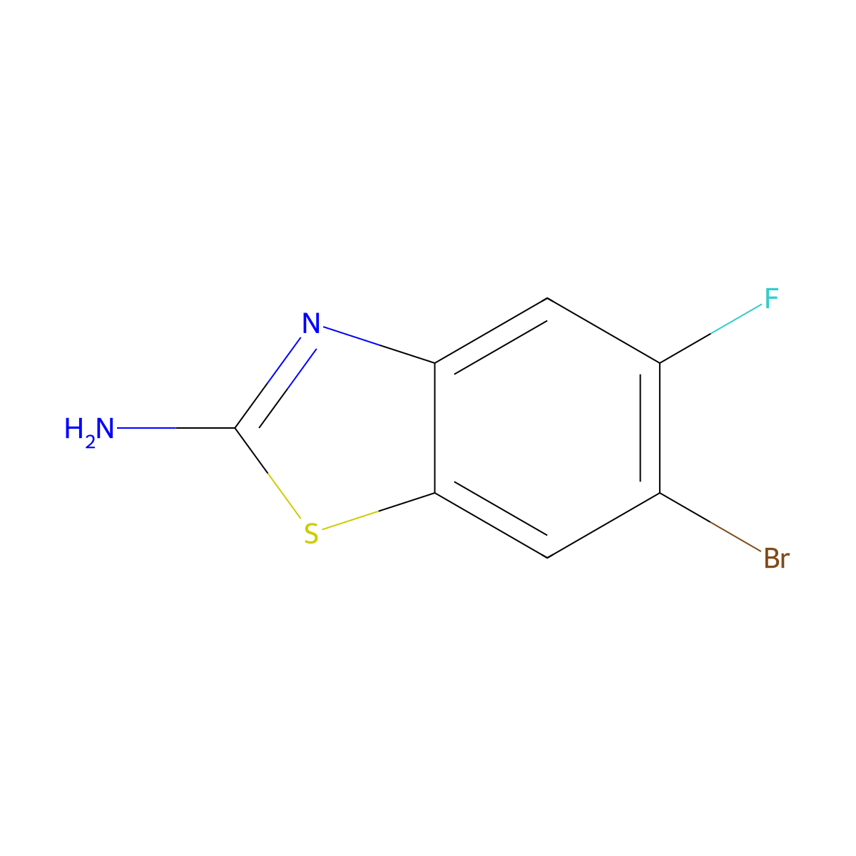6-Bromo-5-fluoro-1,3-benzothiazol-2-amine molecular structure, CAS 1022151-32-1