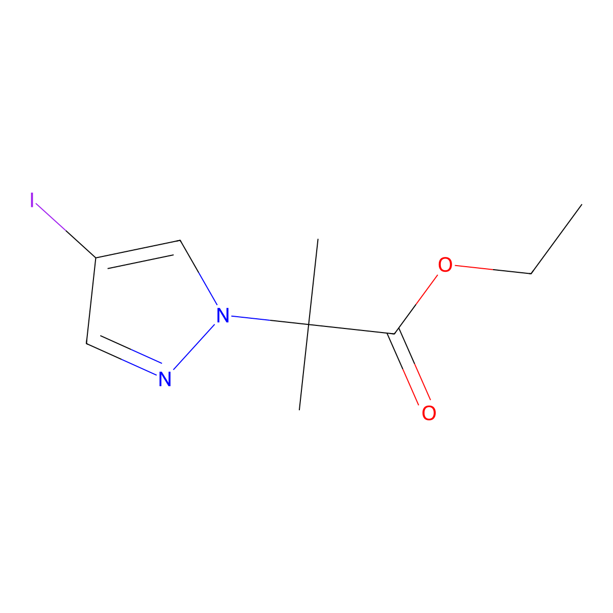 ethyl 2-(4-iodo-1H-pyrazol-1-yl)-2-methylpropanoate molecular structure, CAS 1022151-49-0