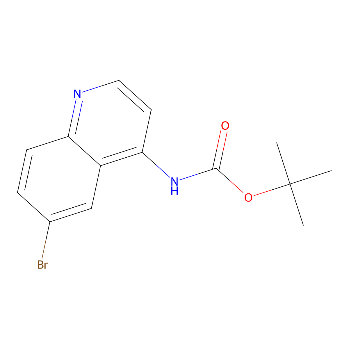 tert-butyl N-(6-bromoquinolin-4-yl)carbamate molecular structure, CAS 1022151-51-4