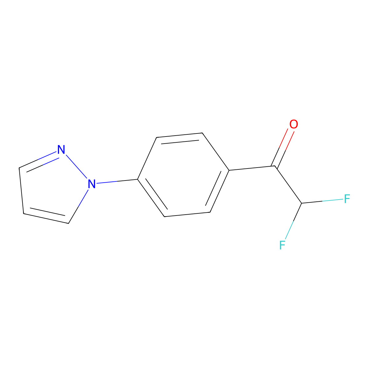 2,2-difluoro-1-[4-(1H-pyrazol-1-yl)phenyl]ethan-1-one molecular structure, CAS 1022154-83-1