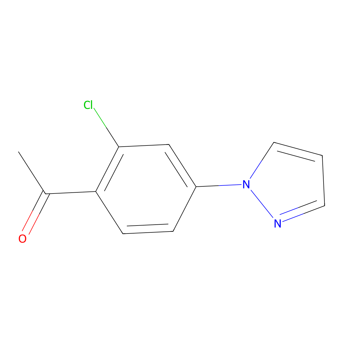 1-(2-Chloro-4-(1H-pyrazol-1-yl)phenyl)ethanone molecular structure, CAS 1022154-85-3