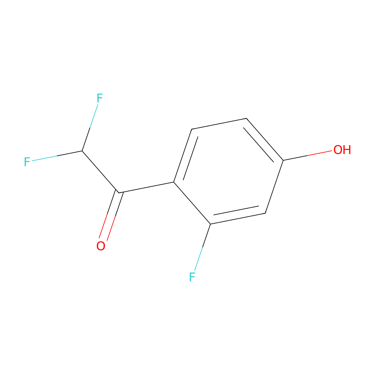 2,2-Difluoro-1-(2-fluoro-4-hydroxyphenyl)ethan-1-one molecular structure, CAS 1022154-93-3