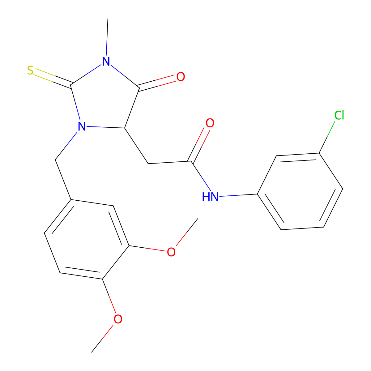 N-(3-chlorophenyl)-2-[3-(3,4-dimethoxybenzyl)-1-methyl-5-oxo-2-thioxoimidazolidin-4-yl]acetamide molecular structure, CAS 1022160-84-4