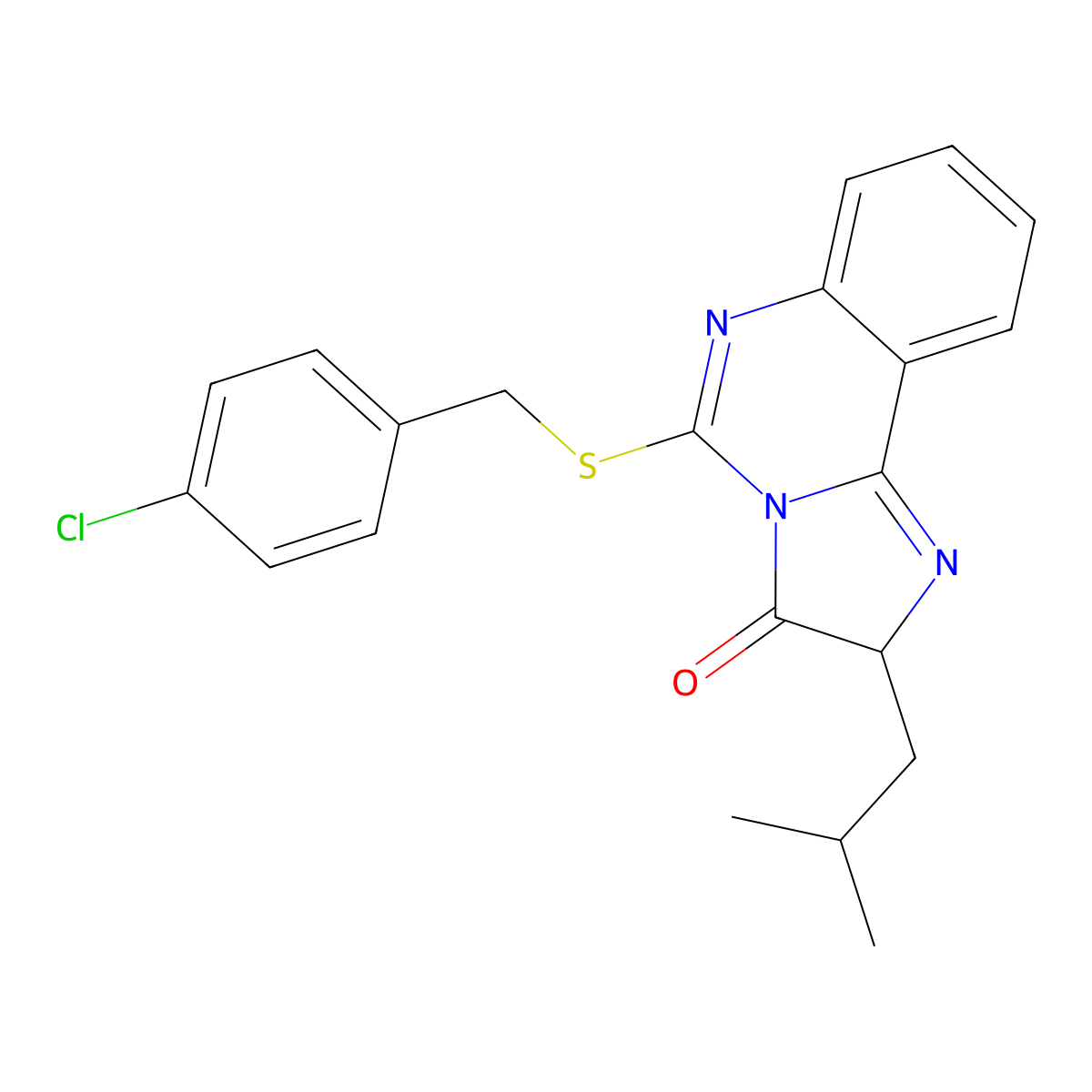 5-{[(4-chlorophenyl)methyl]sulfanyl}-2-(2-methylpropyl)-2H,3H-imidazo[1,2-c]quinazolin-3-one molecular structure, CAS 1022199-22-9