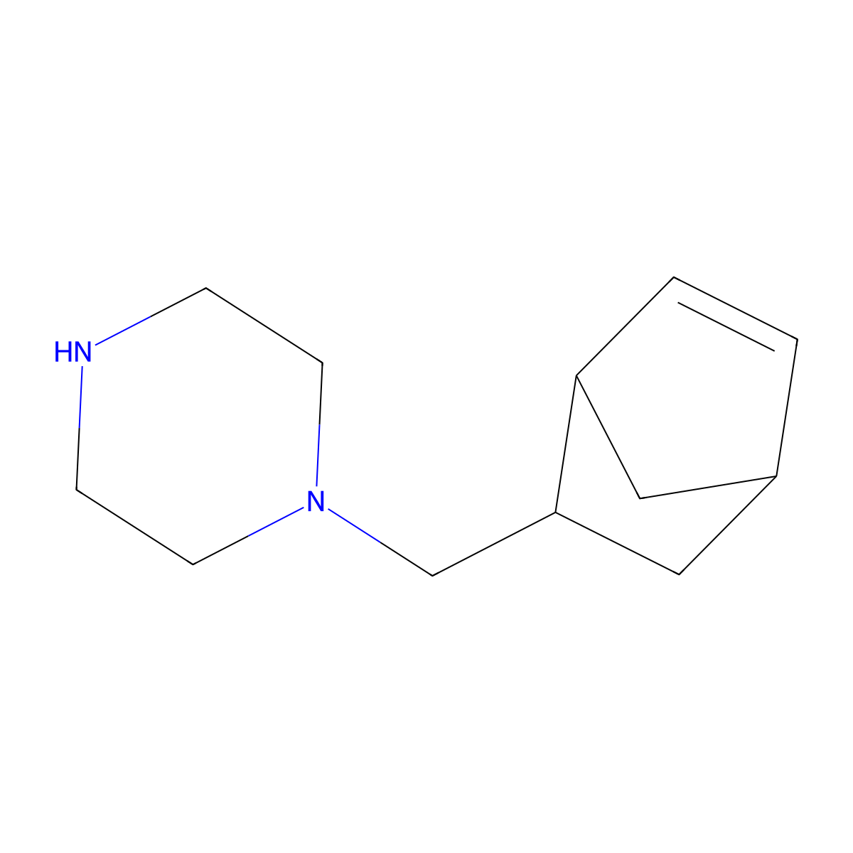 1-(Bicyclo[2.2.1]hept-5-en-2-ylmethyl)piperazine molecular structure, CAS 1022205-14-6