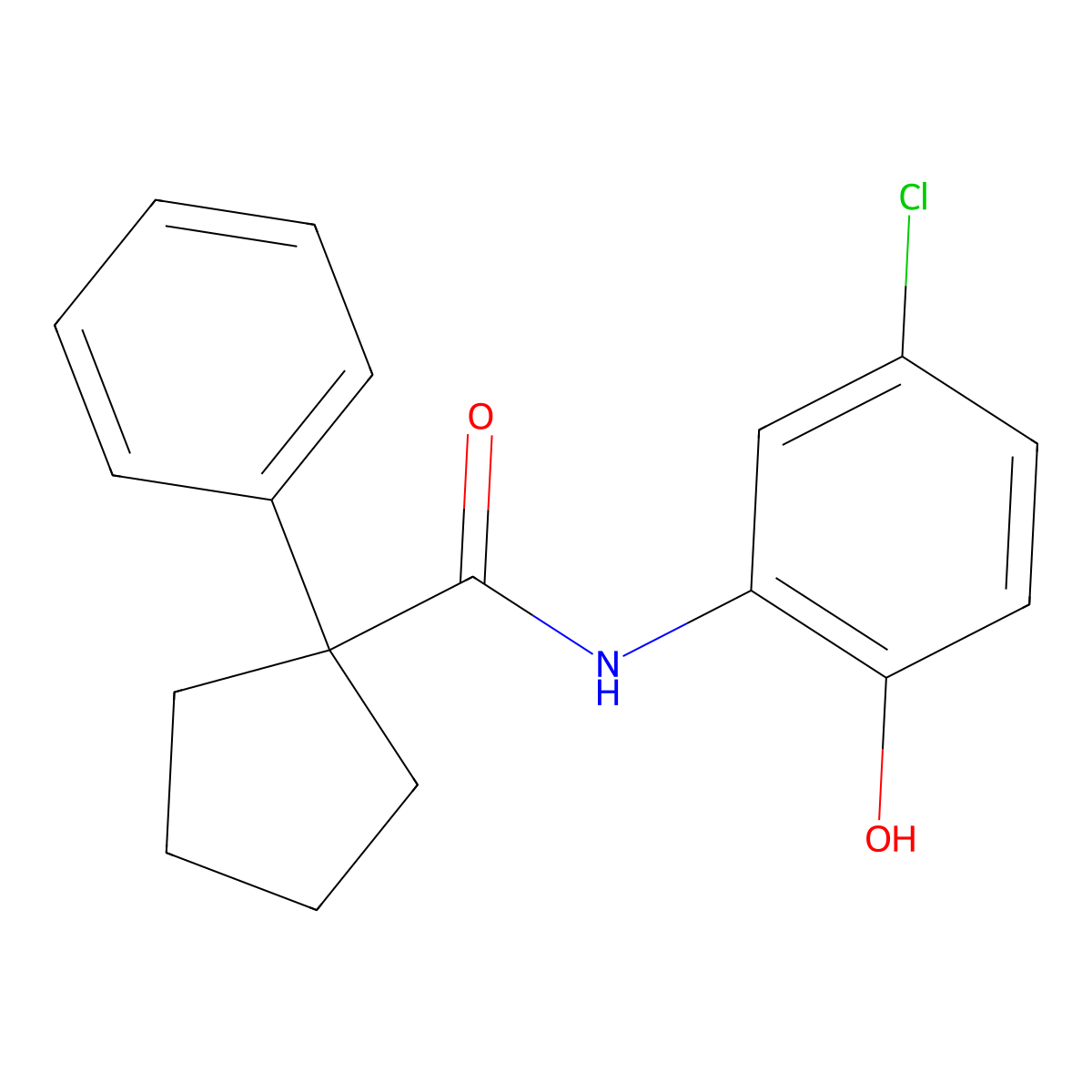 N-(5-chloro-2-hydroxyphenyl)-1-phenylcyclopentane-1-carboxamide molecular structure, CAS 1022206-23-0