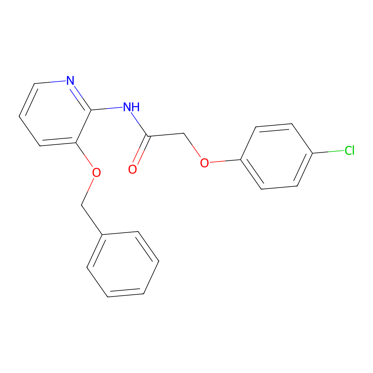 2-(4-chlorophenoxy)-N-(3-phenylmethoxypyridin-2-yl)acetamide molecular structure, CAS 1022209-11-5