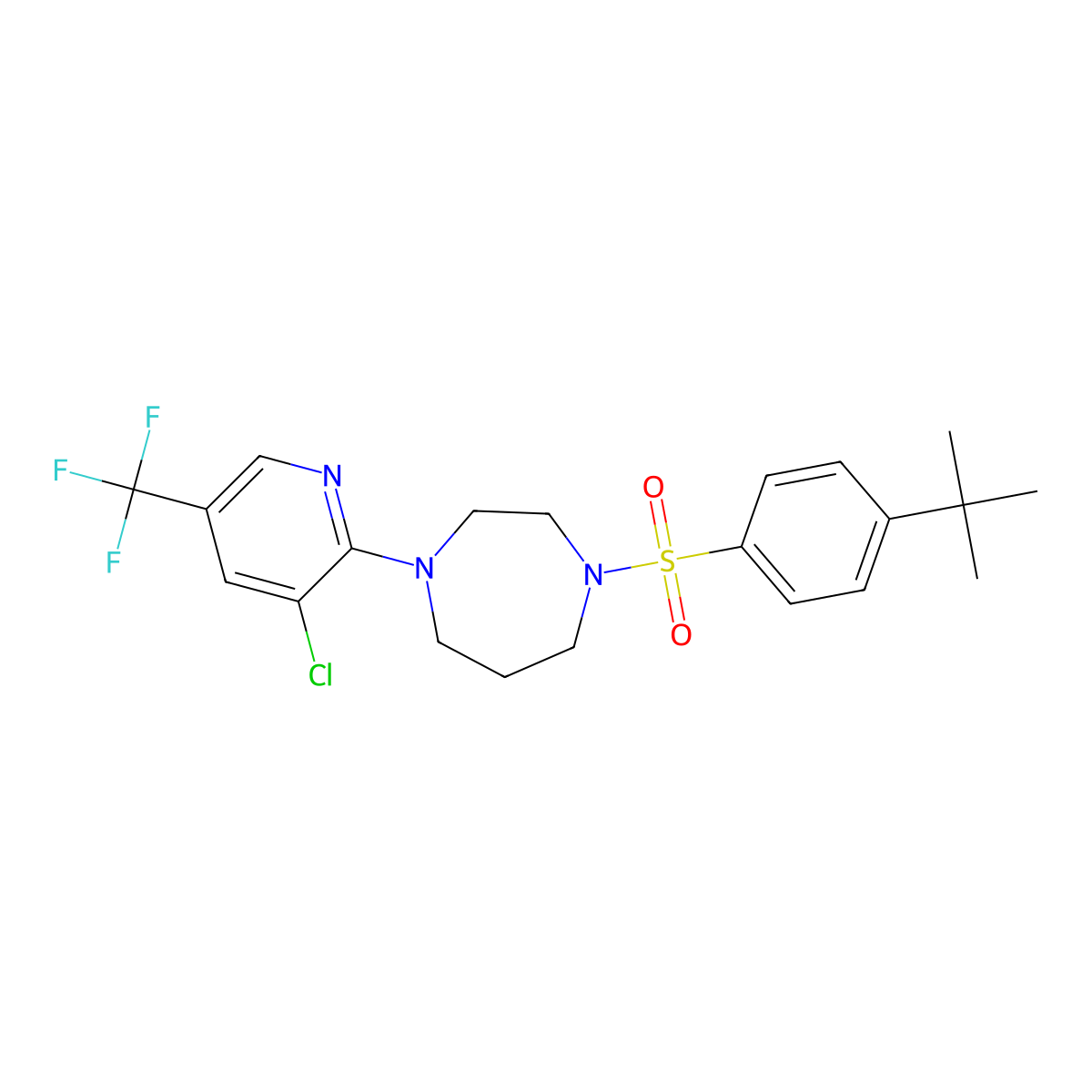 1-(4-Tert-butylphenyl)sulfonyl-4-[3-chloro-5-(trifluoromethyl)pyridin-2-yl]-1,4-diazepane molecular structure, CAS 1022234-53-2