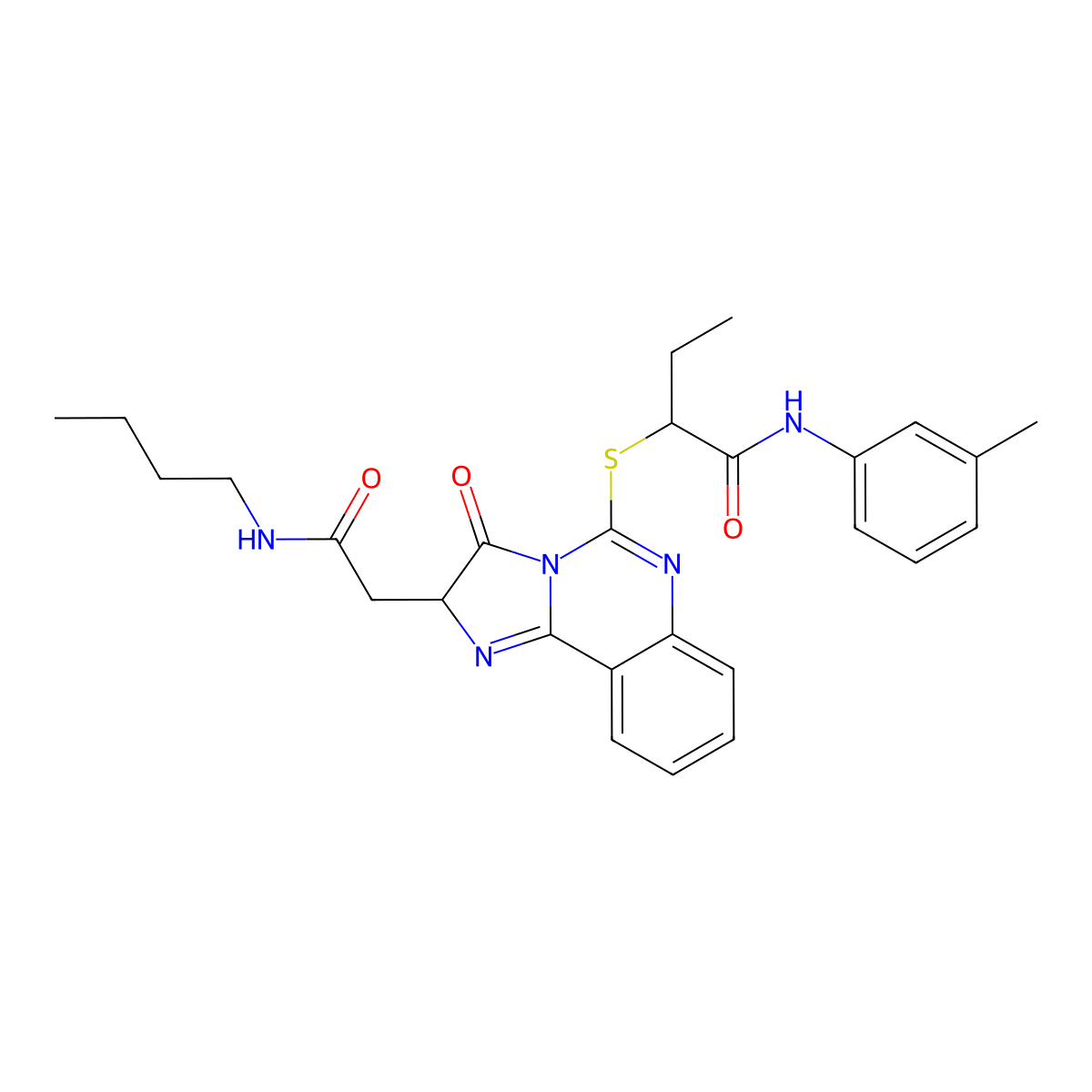 2-[[2-[2-(butylamino)-2-oxoethyl]-3-oxo-2H-imidazo[1,2-c]quinazolin-5-yl]sulfanyl]-N-(3-methylphenyl)butanamide molecular structure, CAS 1022234-70-3