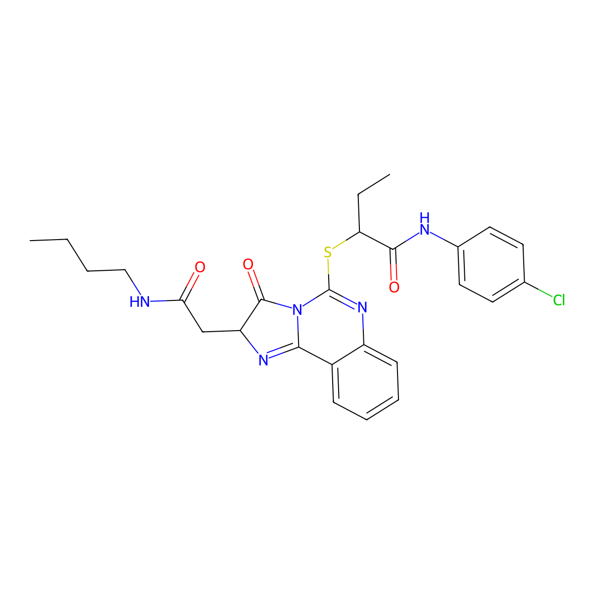 2-[[2-[2-(butylamino)-2-oxoethyl]-3-oxo-2H-imidazo[1,2-c]quinazolin-5-yl]sulfanyl]-N-(4-chlorophenyl)butanamide molecular structure, CAS 1022234-95-2