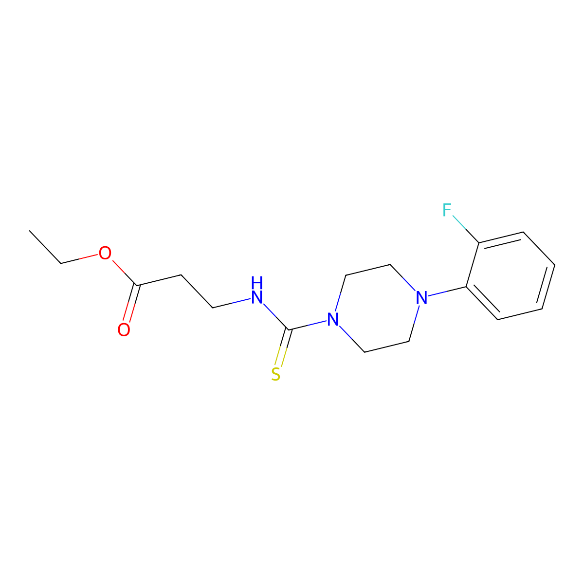 Ethyl 3-{[4-(2-fluorophenyl)piperazine-1-carbothioyl]amino}propanoate molecular structure, CAS 1022235-03-5
