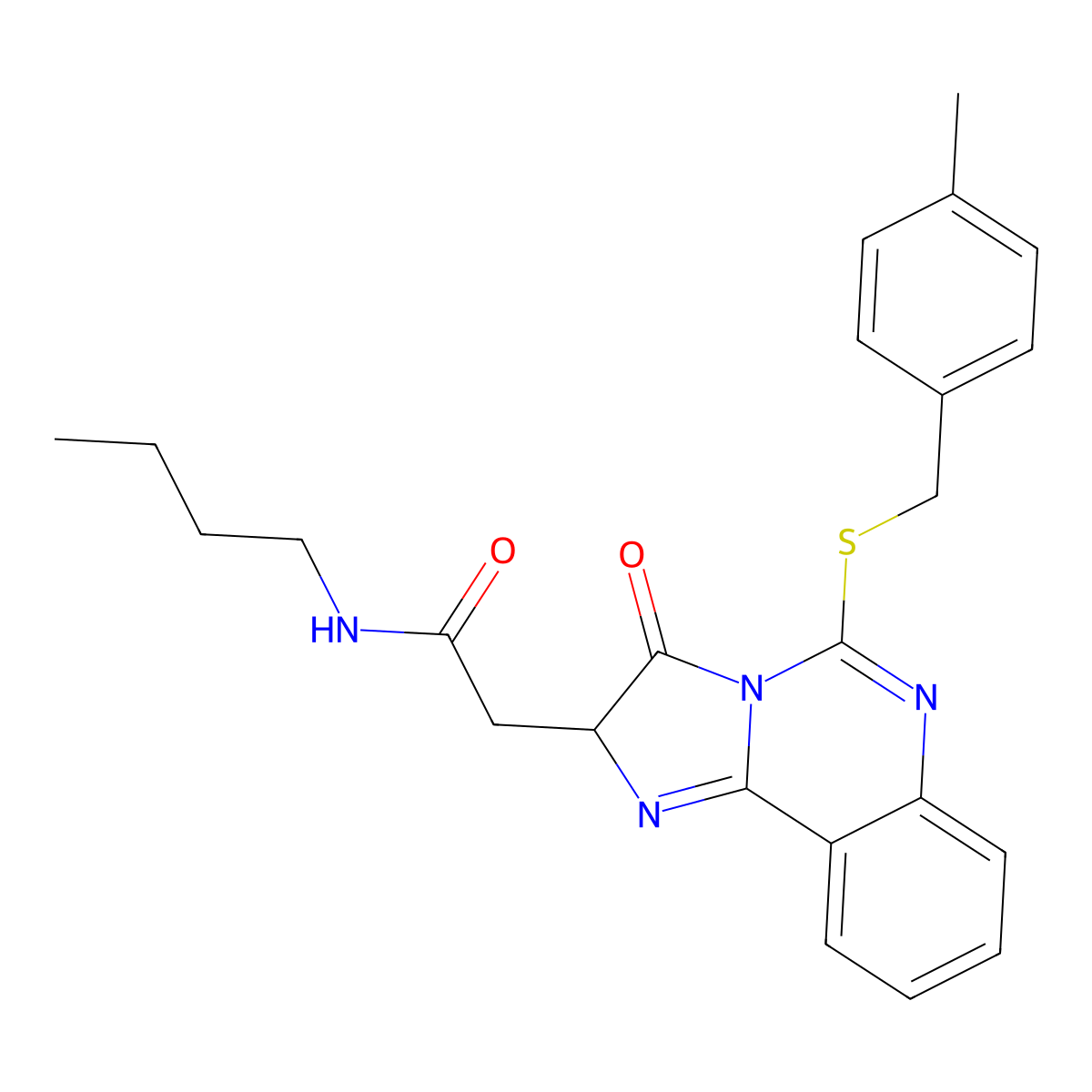 N-butyl-2-[5-[(4-methylphenyl)methylsulfanyl]-3-oxo-2H-imidazo[1,2-c]quinazolin-2-yl]acetamide molecular structure, CAS 1022235-27-3