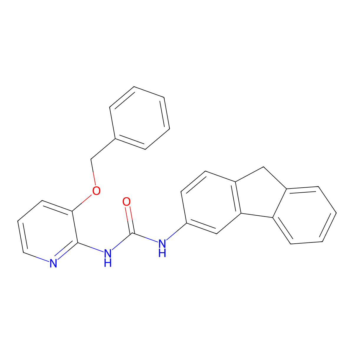1-(9H-fluoren-3-yl)-3-(3-phenylmethoxypyridin-2-yl)urea molecular structure, CAS 1022235-69-3