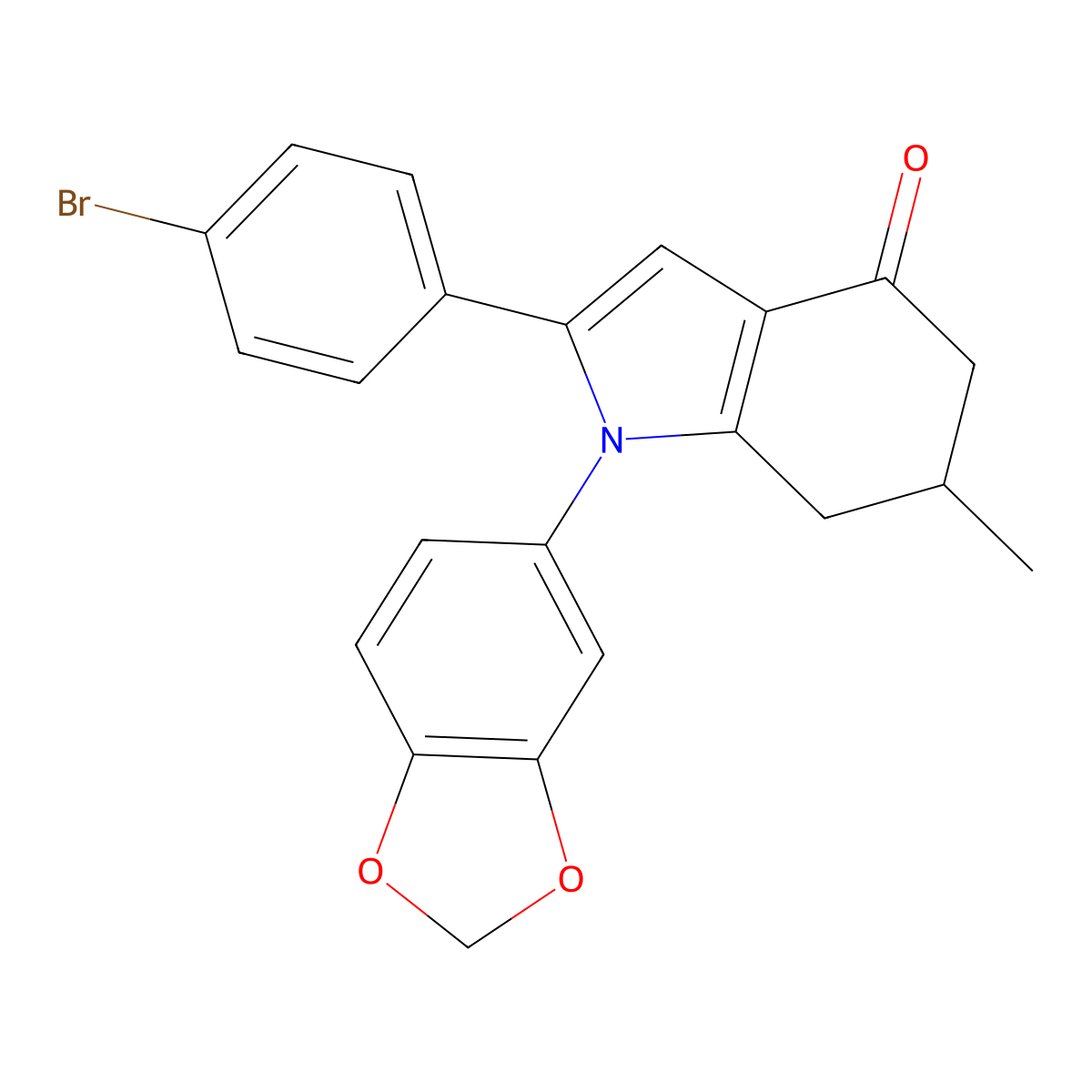 1-(1,3-benzodioxol-5-yl)-2-(4-bromophenyl)-6-methyl-6,7-dihydro-5H-indol-4-one molecular structure, CAS 1022236-07-2