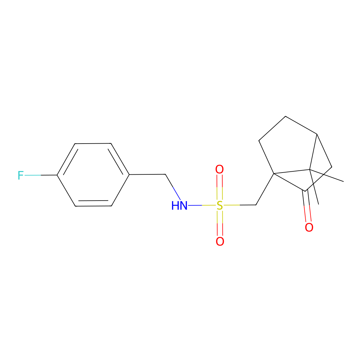 1-(((((4-Fluorophenyl)methyl)amino)sulfonyl)methyl)-7,7-dimethylbicyclo[2.2.1]heptan-2-one molecular structure, CAS 1022239-70-8
