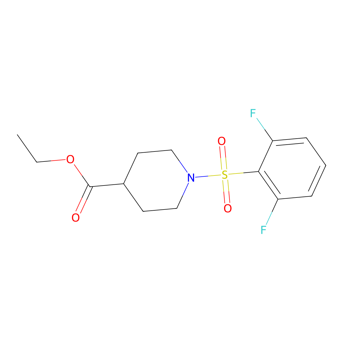 Ethyl 1-(2,6-difluorophenyl)sulfonylpiperidine-4-carboxylate molecular structure, CAS 1022239-80-0