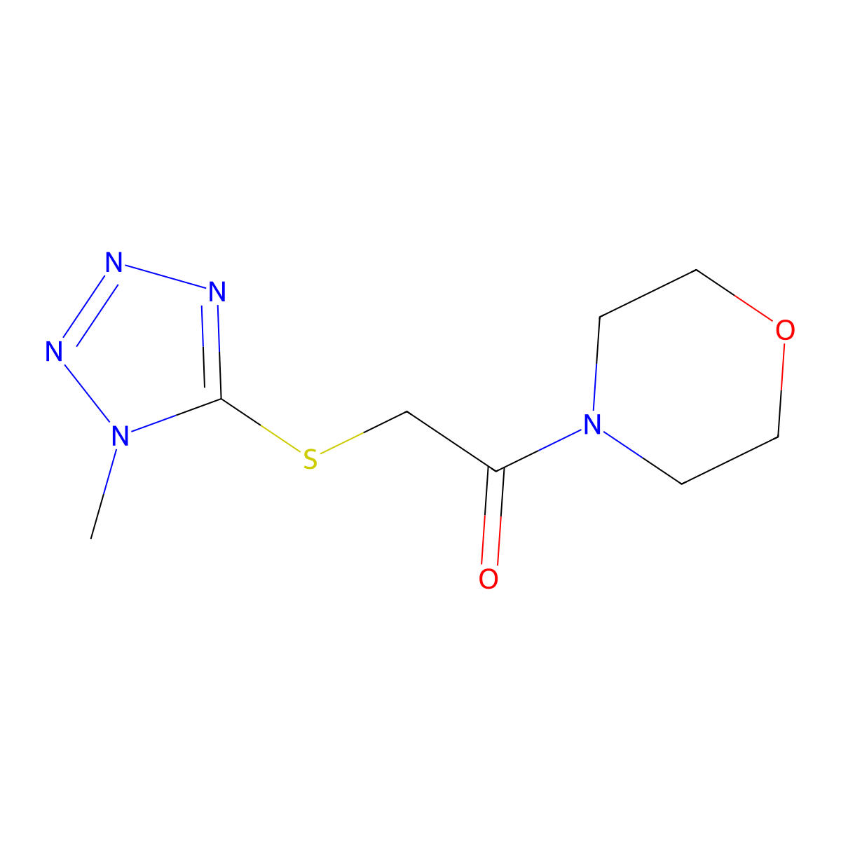 2-(1-Methyltetrazol-5-yl)sulfanyl-1-morpholin-4-ylethanone molecular structure, CAS 102224-41-9