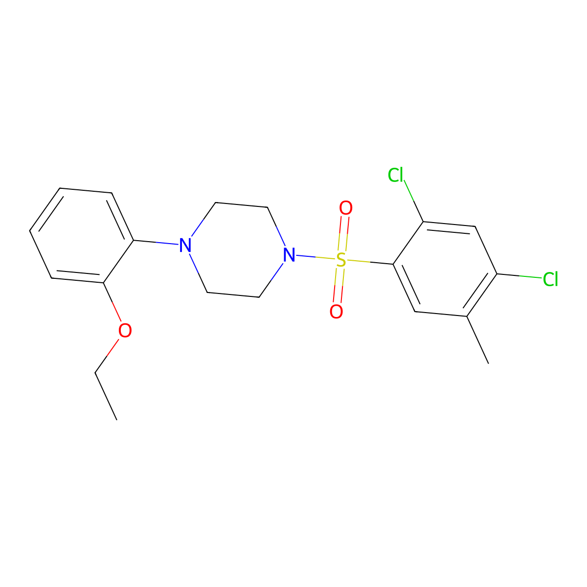 1-(2,4-Dichloro-5-methylphenyl)sulfonyl-4-(2-ethoxyphenyl)piperazine molecular structure, CAS 1022247-70-6