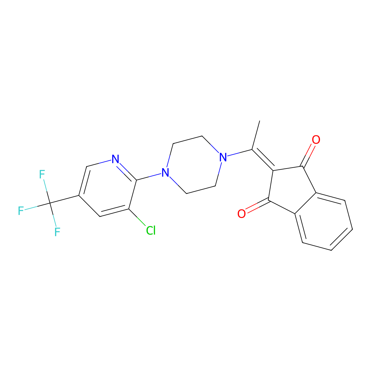 2-[1-[4-[3-Chloro-5-(trifluoromethyl)pyridin-2-yl]piperazin-1-yl]ethylidene]indene-1,3-dione molecular structure, CAS 1022251-81-5