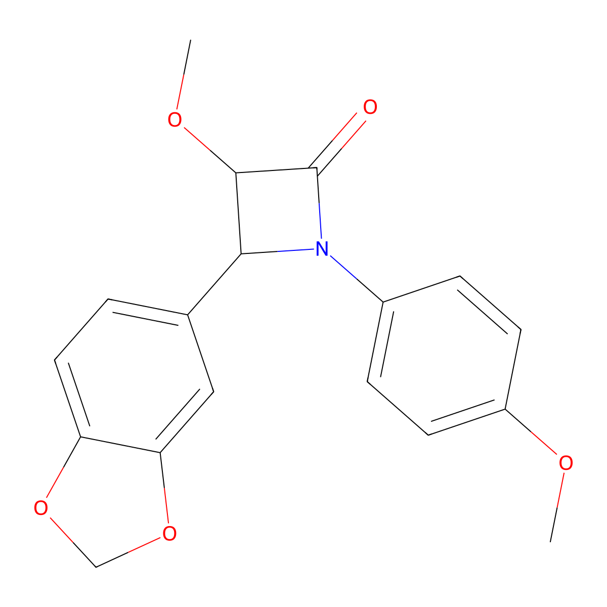 4-(1,3-Benzodioxol-5-yl)-3-methoxy-1-(4-methoxyphenyl)azetidin-2-one molecular structure, CAS 1022252-78-3