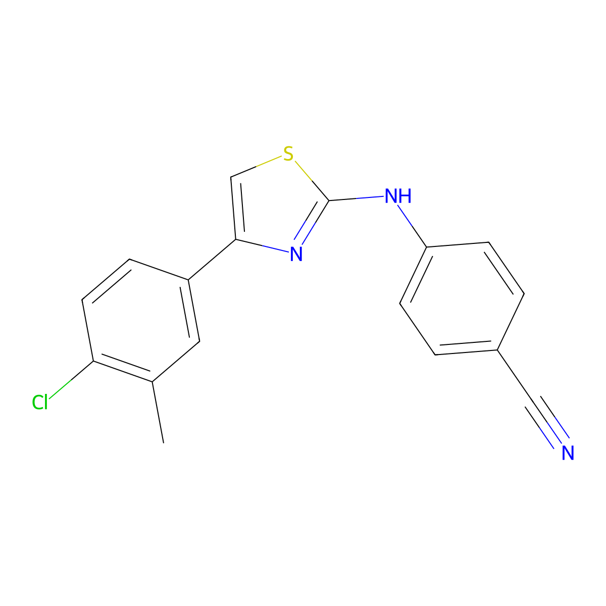4-((4-(4-Chloro-3-methylphenyl)-2,5-thiazolyl)amino)benzenecarbonitrile molecular structure, CAS 1022254-59-6