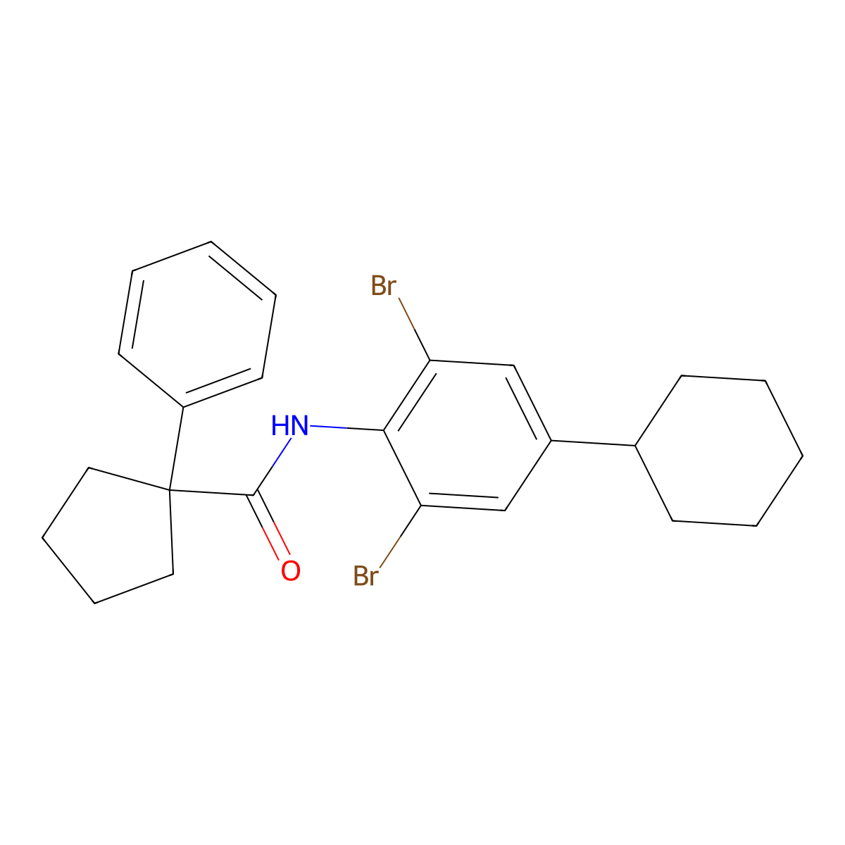 N-(2,6-dibromo-4-cyclohexylphenyl)-1-phenylcyclopentane-1-carboxamide molecular structure, CAS 1022254-69-8