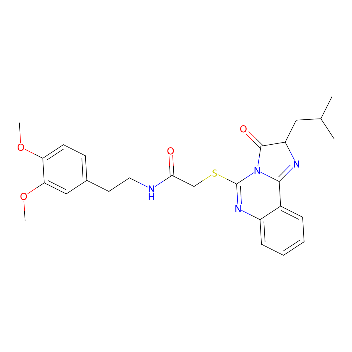 N-[2-(3,4-dimethoxyphenyl)ethyl]-2-{[2-(2-methylpropyl)-3-oxo-2H,3H-imidazo[1,2-c]quinazolin-5-yl]sulfanyl}acetamide molecular structure, CAS 1022256-82-1