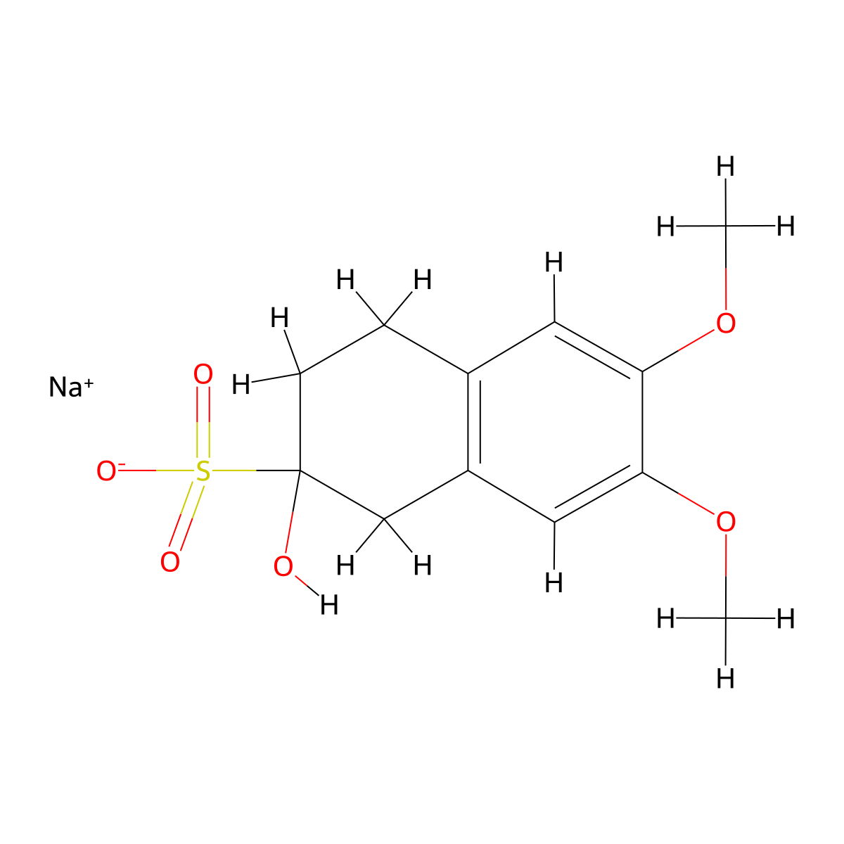 Sodium 2-hydroxy-6,7-dimethoxy-1,2,3,4-tetrahydro-naphthalene-2-sulfonate molecular structure, CAS 102226-50-6