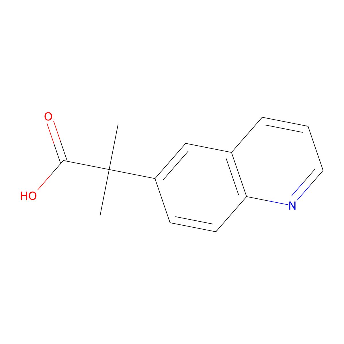 2-Methyl-2-(quinolin-6-YL)propanoic acid molecular structure, CAS 1022283-51-7
