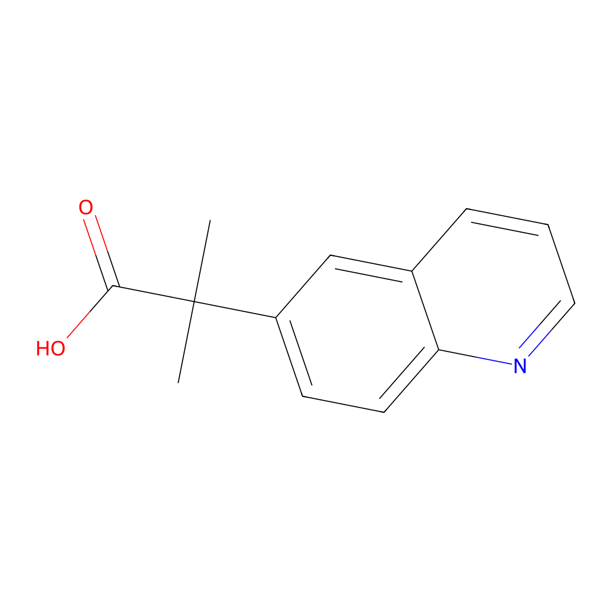 2-Methyl-2-(quinolin-6-YL)propanoic acid molecular structure, CAS 1022283-51-7