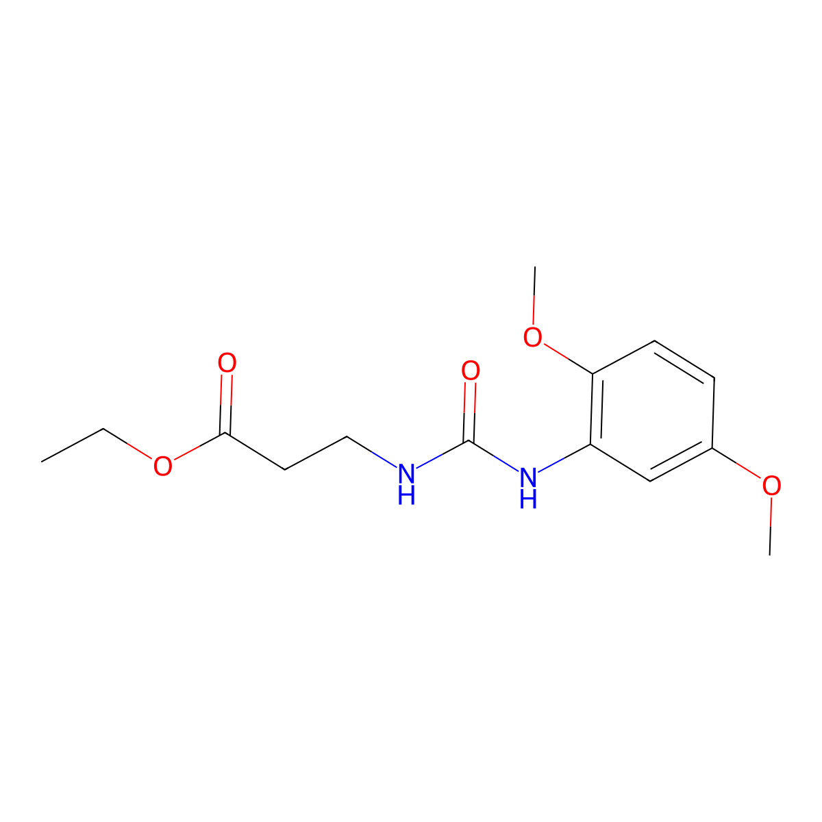 Ethyl 3-((N-(2,5-dimethoxyphenyl)carbamoyl)amino)propanoate molecular structure, CAS 1022286-64-1