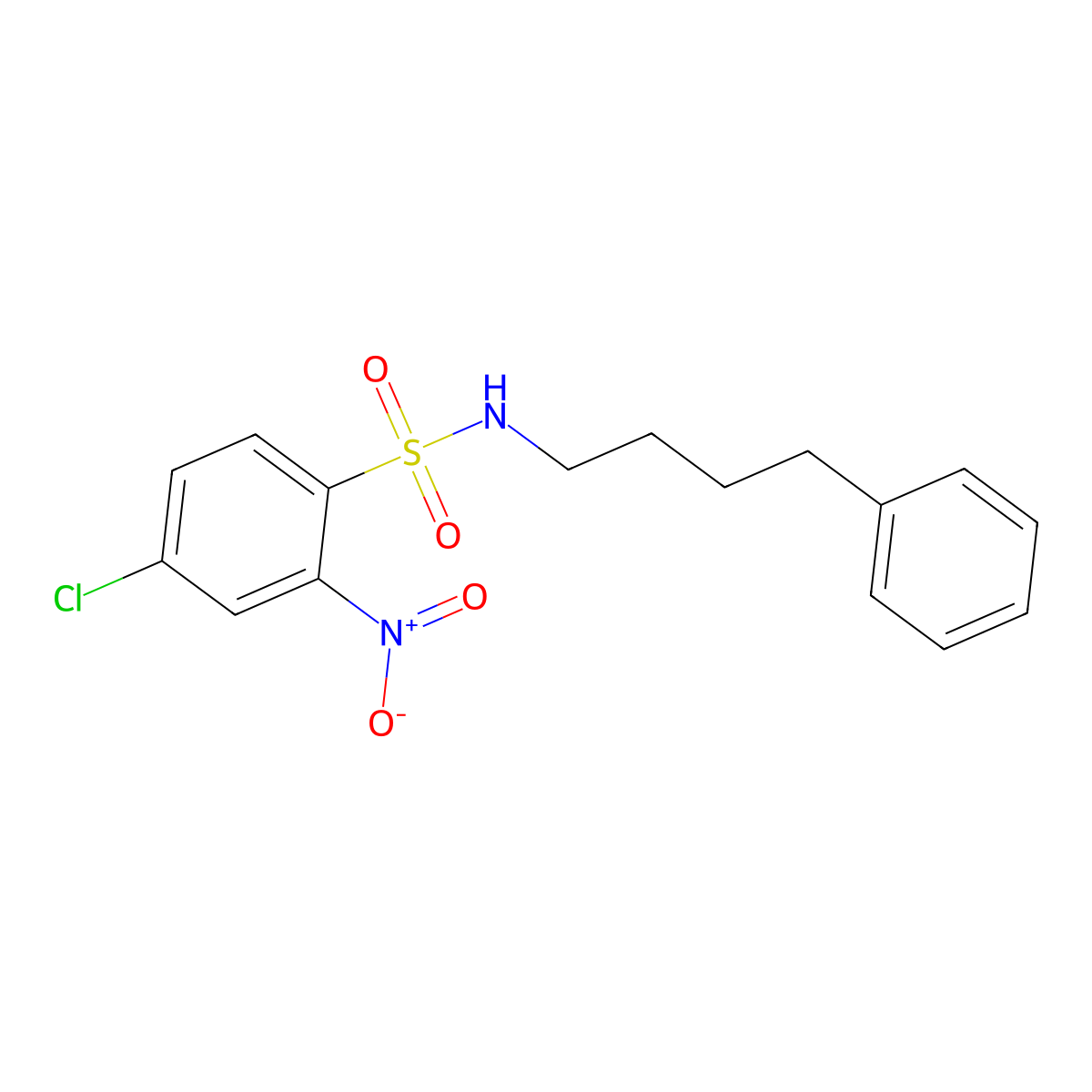 4-chloro-2-nitro-N-(4-phenylbutyl)benzenesulfonamide molecular structure, CAS 1022287-75-7