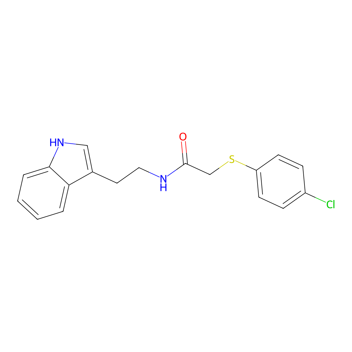 2-(4-chlorophenyl)sulfanyl-N-[2-(1H-indol-3-yl)ethyl]acetamide molecular structure, CAS 1022288-39-6