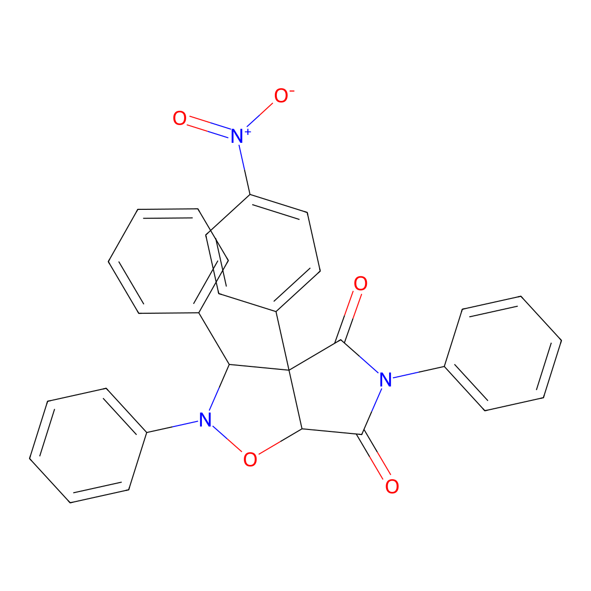 3a-(4-nitrophenyl)-2,3,5-triphenyldihydro-2H-pyrrolo[3,4-d][1,2]oxazole-4,6(3H,5H)-dione molecular structure, CAS 1022292-16-5