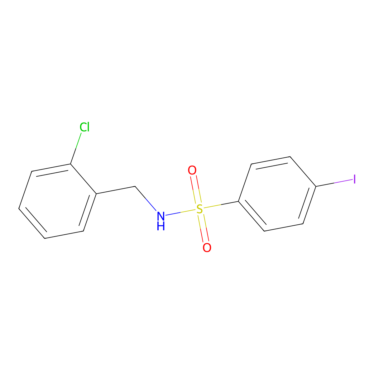 N-[(2-chlorophenyl)methyl]-4-iodobenzene-1-sulfonamide molecular structure, CAS 1022296-60-1