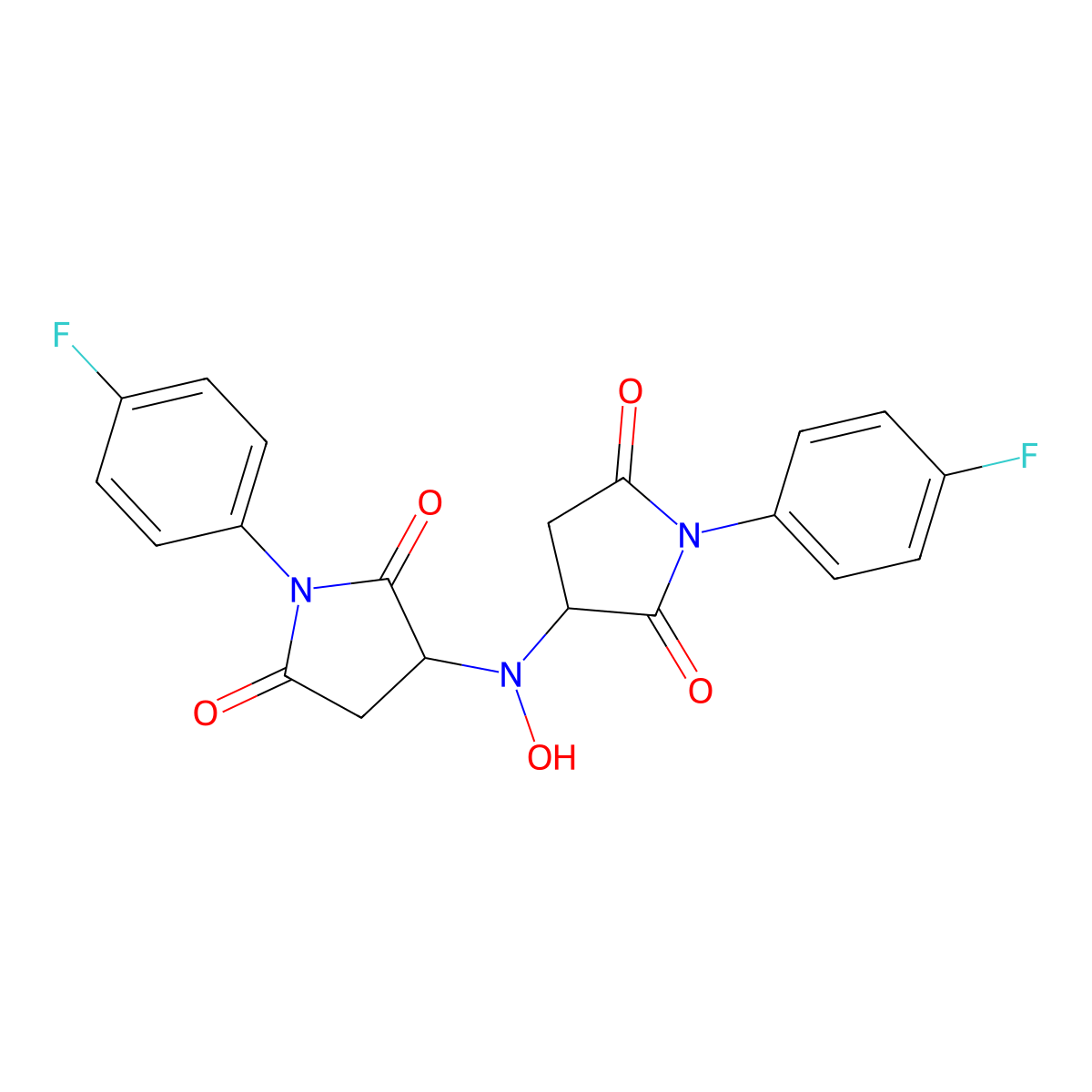 3,3'-(Hydroxyimino)bis[1-(4-fluorophenyl)pyrrolidine-2,5-dione] molecular structure, CAS 1022298-98-1
