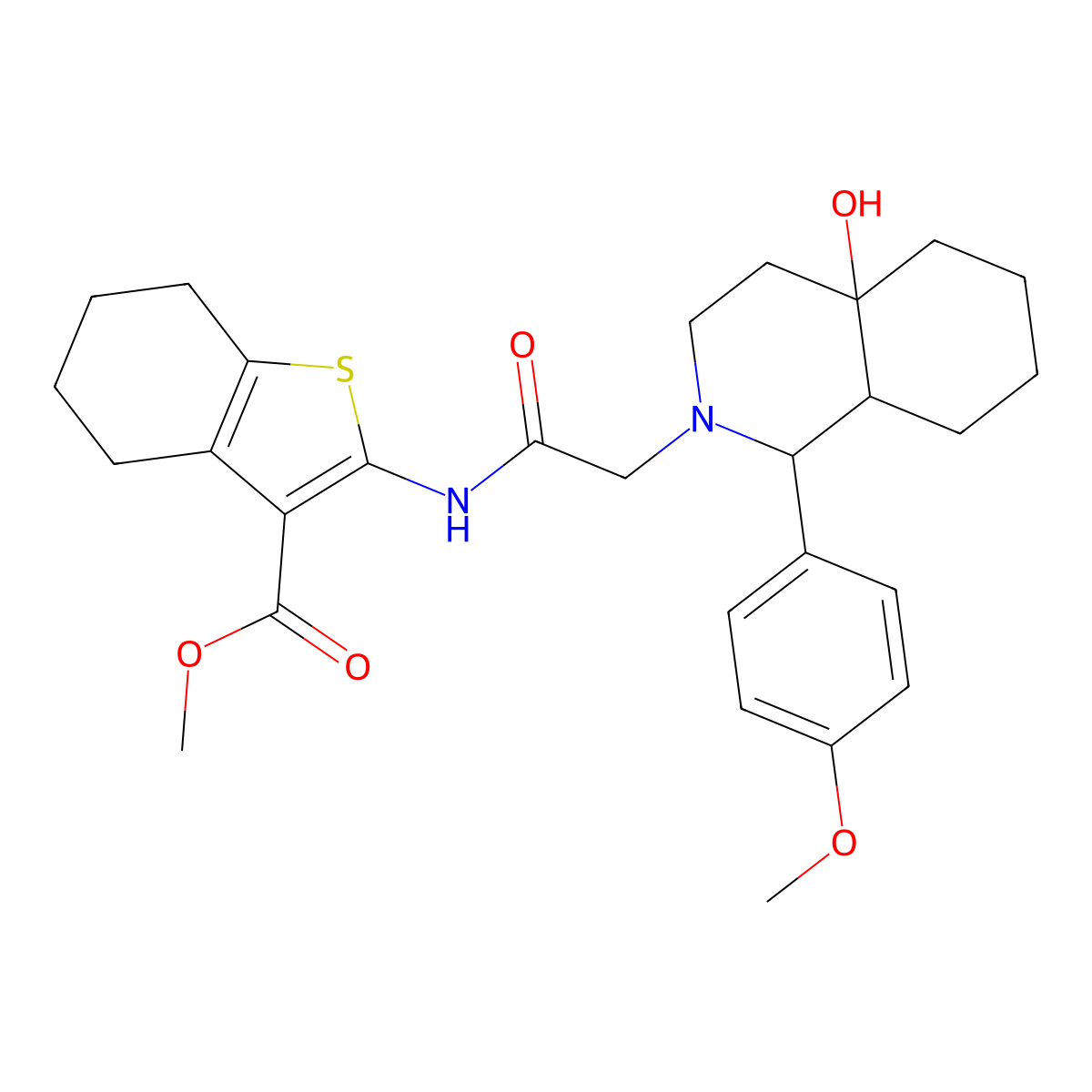 methyl 2-({[4a-hydroxy-1-(4-methoxyphenyl)octahydroisoquinolin-2(1H)-yl]acetyl}amino)-4,5,6,7-tetrahydro-1-benzothiophene-3-carboxylate molecular structure, CAS 1022301-25-2