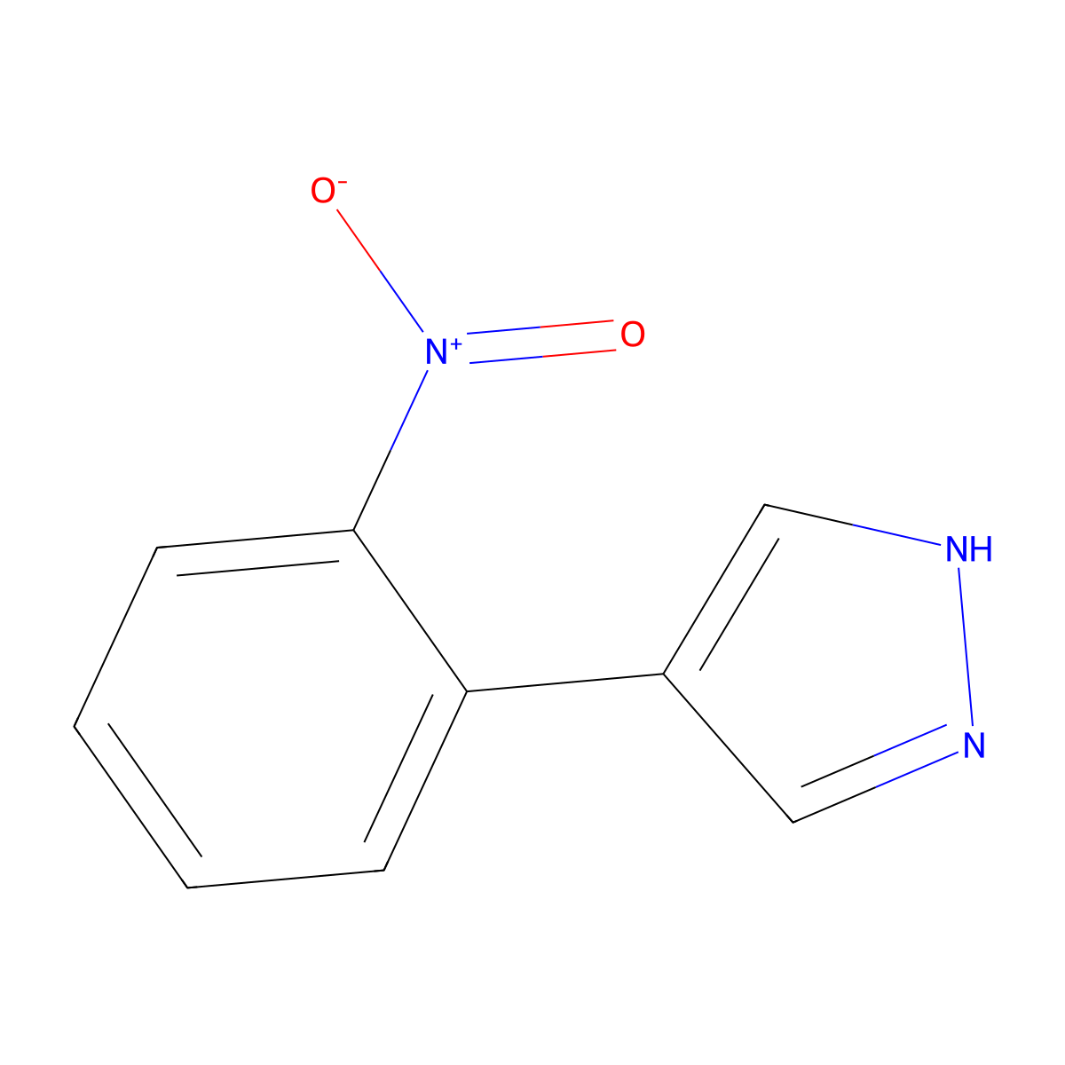 4-(2-nitrophenyl)-1H-pyrazole molecular structure, CAS 1022318-67-7