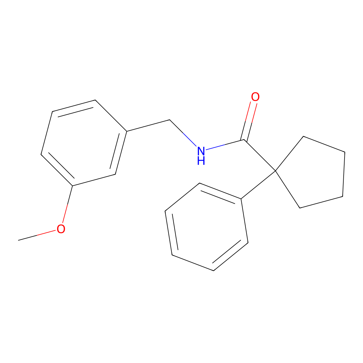 N-[(3-methoxyphenyl)methyl]-1-phenylcyclopentane-1-carboxamide molecular structure, CAS 1022319-91-0