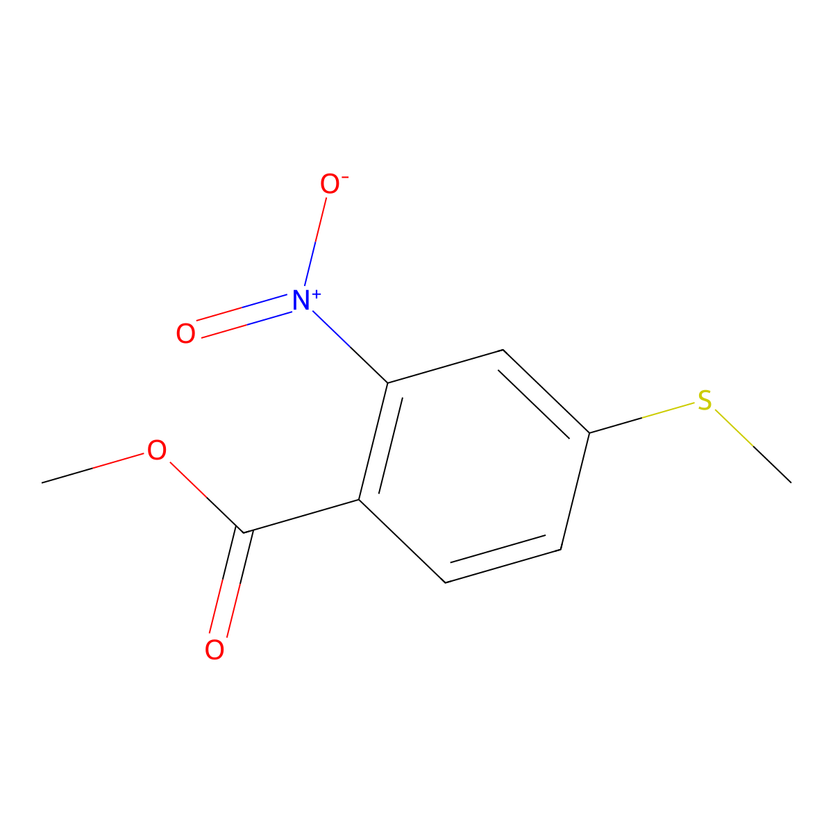 4-Methylsulfanyl-2-nitro-benzoic acid methyl ester molecular structure, CAS 102232-51-9