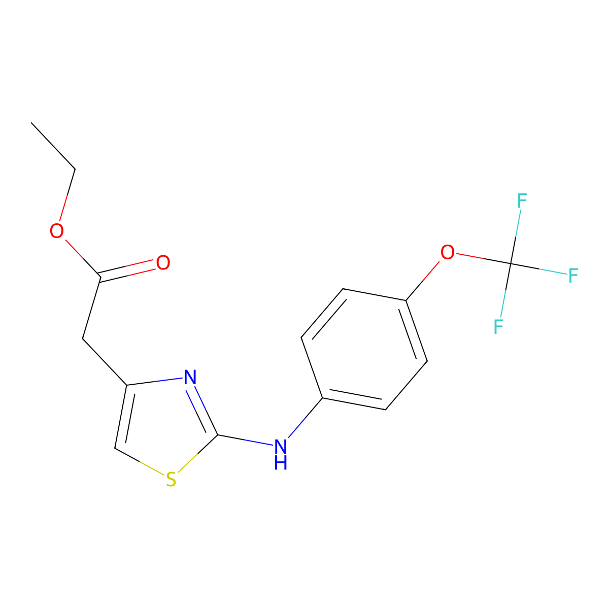 Ethyl 2-(4-((4-(trifluoromethoxy)phenyl)amino)-3,5-thiazolyl)acetate molecular structure, CAS 1022324-50-0