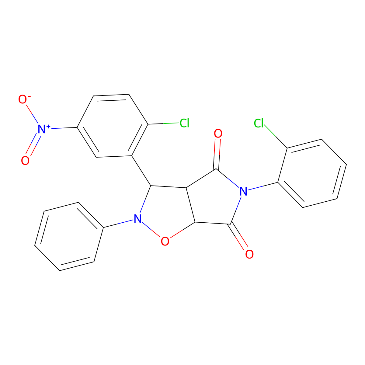 3-(2-chloro-5-nitrophenyl)-5-(2-chlorophenyl)-2-phenyldihydro-2H-pyrrolo[3,4-d][1,2]oxazole-4,6(3H,5H)-dione molecular structure, CAS 1022324-97-5