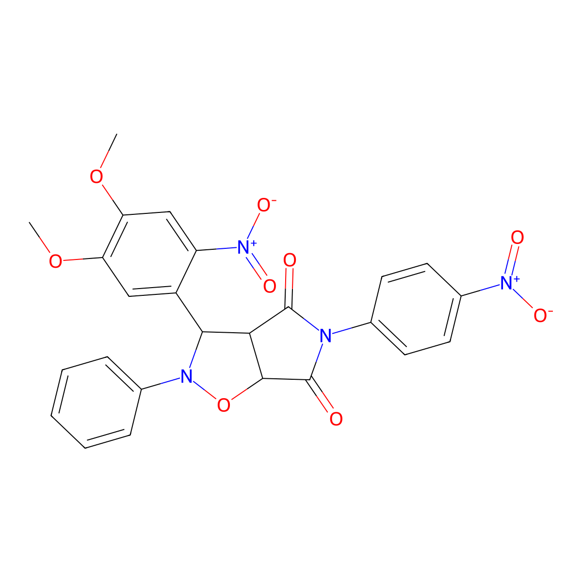 3-(4,5-dimethoxy-2-nitrophenyl)-5-(4-nitrophenyl)-2-phenyldihydro-2H-pyrrolo[3,4-d][1,2]oxazole-4,6(3H,5H)-dione molecular structure, CAS 1022327-14-5